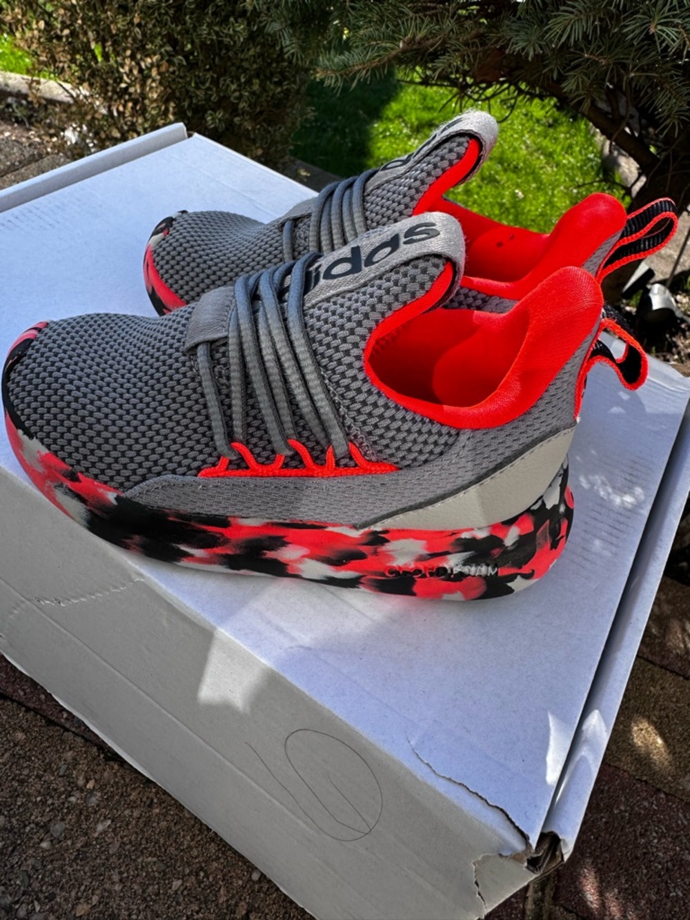 Kids Gray and Orange Athletic Sneakers - adidas toddler size 8c